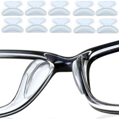 ADAGA Clear Eyeglass Nose Pads, 5 Pairs Anti-slip Pads Nose Cushions Stick on Silicone For Glasses Spectacles Eyeglass Sunglass, 1.8 mm Thick