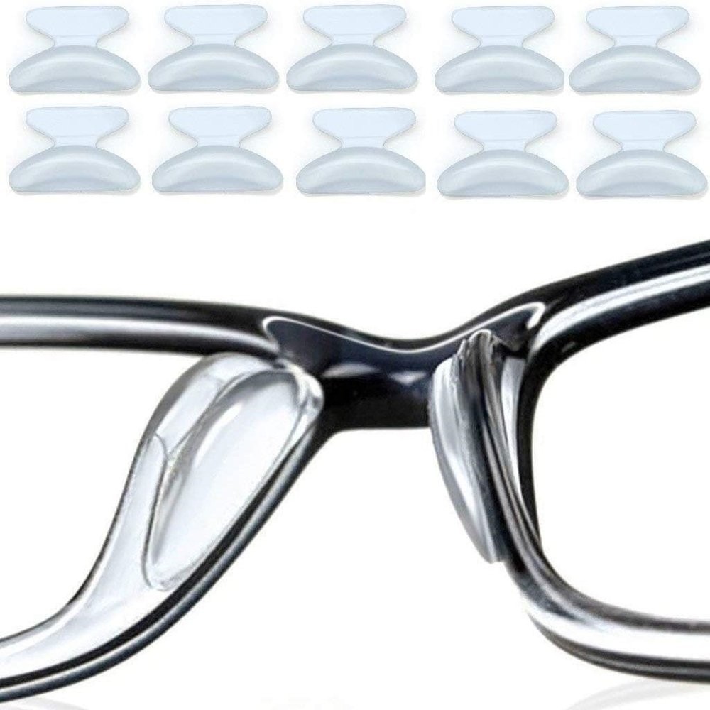 ADAGA Clear Eyeglass Nose Pads, 5 Pairs Anti-slip Pads Nose Cushions Stick on Silicone For Glasses Spectacles Eyeglass Sunglass, 1.8 mm Thick