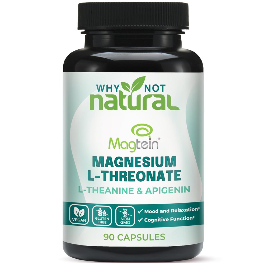 Magnesium L-Threonate Complex with Apigenin and L-theanine, 90 Capsules, Patented Magtein Supplement