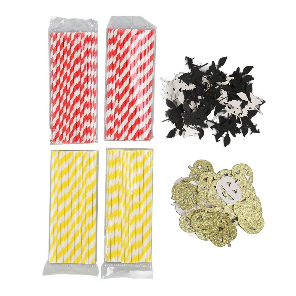 100Pcs Halloween Paper Straws, Pumpkin Witch Cards Thick Durable Cute Drinking Straws for Family Office Party