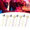 100Pcs Halloween Paper Straws, Pumpkin Witch Cards Thick Durable Cute Drinking Straws for Family Office Party view 4
