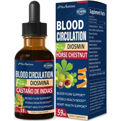 Nurbetoxa Blood Circulation Horse Chestnut Extract Liquid Drops, Castao de Indias y Diosmina para la Circulacion y Varices, Nitric Oxide Supplement for Blood Flow, Pressure & Heart Health.2 oz