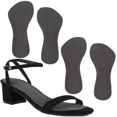 2 Pairs Pigskin High Heel Cushion Inserts, Anti-Slip Shoe Inserts for Dress Shoes Pain Relief, Adhesive Arch Support Sandal Insoles, Leather Cushioning Heel Insoles, Women M 7.5-9