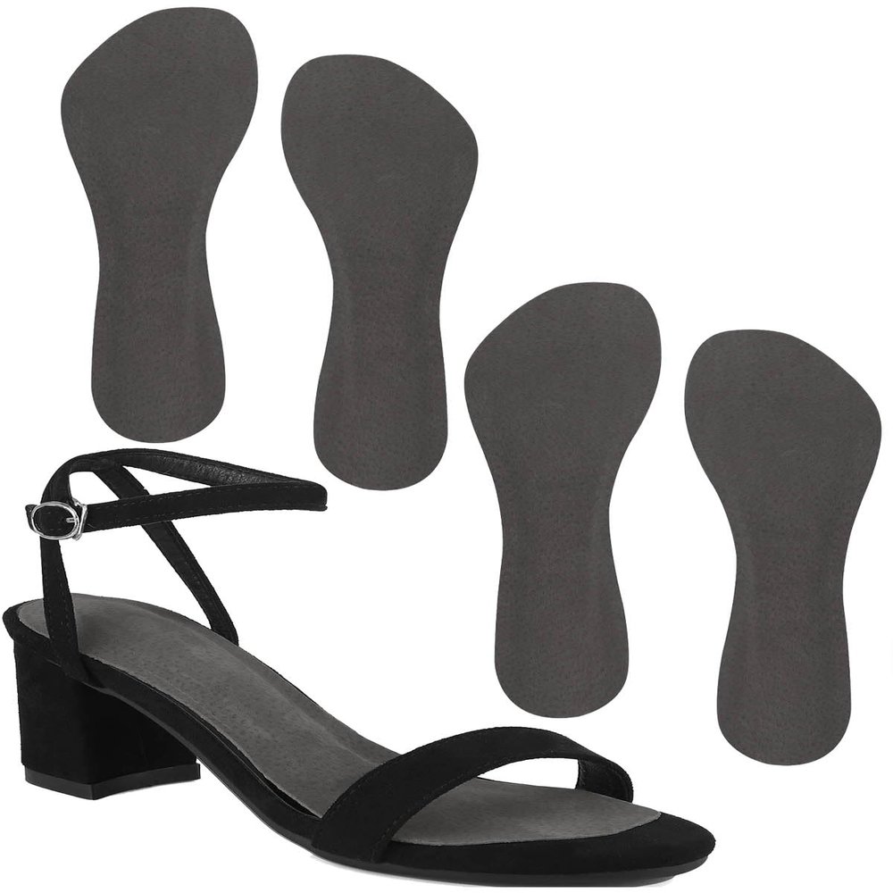 2 Pairs Pigskin High Heel Cushion Inserts, Anti-Slip Shoe Inserts for Dress Shoes Pain Relief, Adhesive Arch Support Sandal Insoles, Leather Cushioning Heel Insoles, Women M 7.5-9