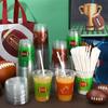 Yaomiao 300 Pcs 12 oz Football Plastic Cups with Lids and Straw Football Plastic Cup Football Disposable Clear Cups Football Drinking Cups Football Themed Party Drinking Set for Party Supply view 4