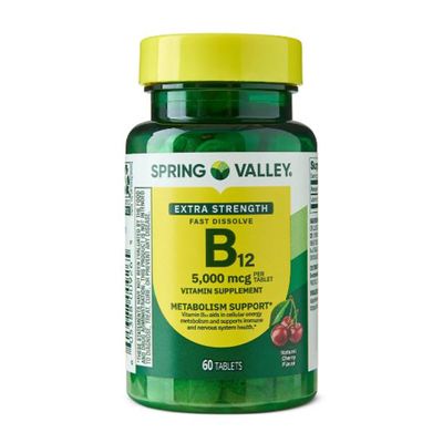 4 TOP CARE Extra Strength Vitamin B12 Fast Dissolve Tablets, Cherry, 5,000 mcg, 60 Count