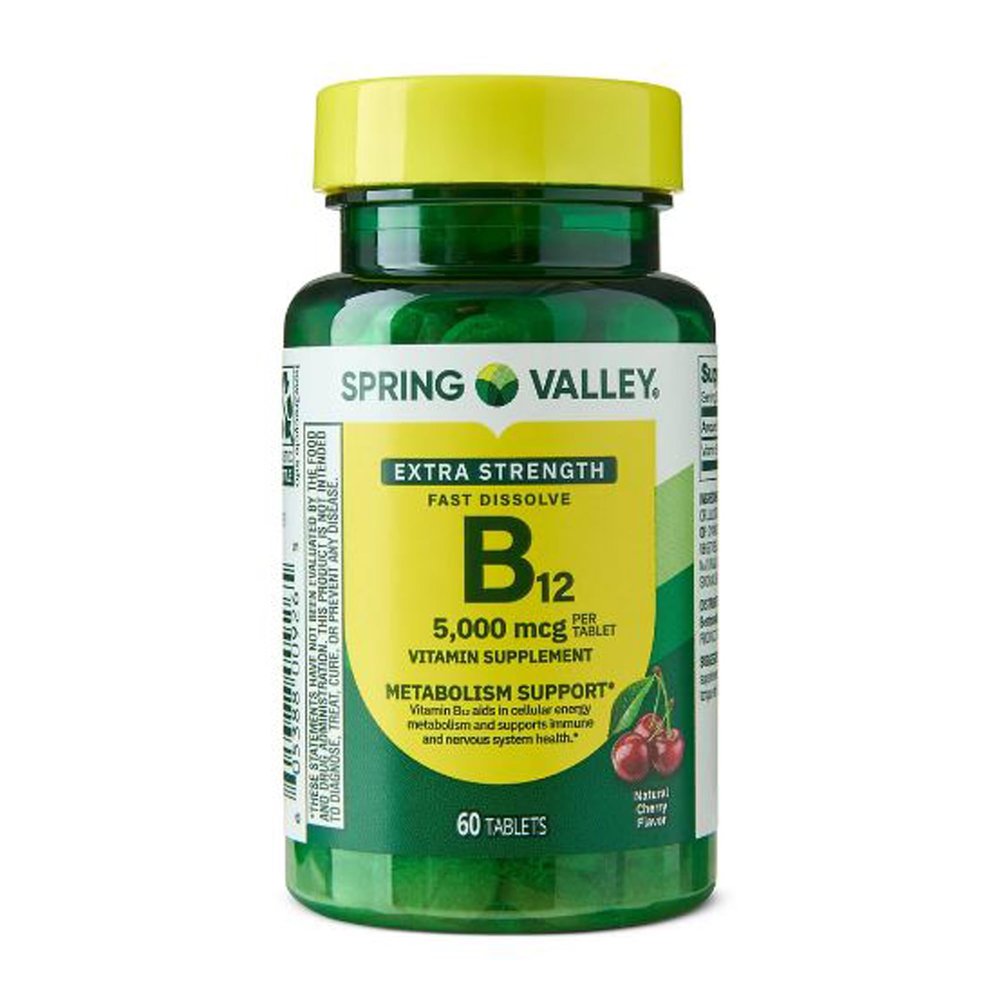 4 TOP CARE Extra Strength Vitamin B12 Fast Dissolve Tablets, Cherry, 5,000 mcg, 60 Count