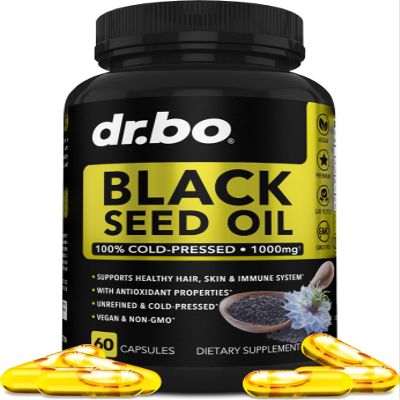Black Seed Oil Capsules Vegan - Pure Cold Pressed Black Seed Oil Nigella Sativa Cumin for Skin & Hair Health, 500mg, 1000mg Per 2 Capsule Serving Blackseed Liquid Capsules Halal - 60 Softgels Pills