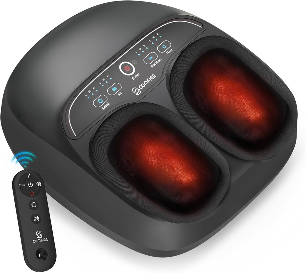 COMFIER Foot Massager with Heat,FSA Eligible,Kneading,Vibration,Compression,Pause Function,Shiatsu feet Massager for Plantar Fasciitis Neuropathy, Valentine's Day for Women,Men, HSA,Size 13