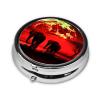 Red Full Moon Elephants Print Pill Box 3 Compartment Small Pill Case with Mirror Pill Organizer for Outdoor Travel Pocket Purse view 2