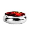 Red Full Moon Elephants Print Pill Box 3 Compartment Small Pill Case with Mirror Pill Organizer for Outdoor Travel Pocket Purse view 3