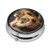 Two Lions Print Pill Box 3 Compartment Small Pill Case with Mirror Pill Organizer for Outdoor Travel Pocket Purse view 2