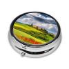 Tuscany Spring Print Pill Box 3 Compartment Small Pill Case with Mirror Pill Organizer for Outdoor Travel Pocket Purse view 2