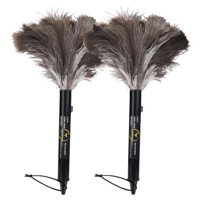 Aldwin Ostrich Feather Duster Retractable 2 Pack,16 inch Genuine Fluffy Natural Handheld Feather Dusters for Cleaning Supplies, Washable,Car, Office, Desk