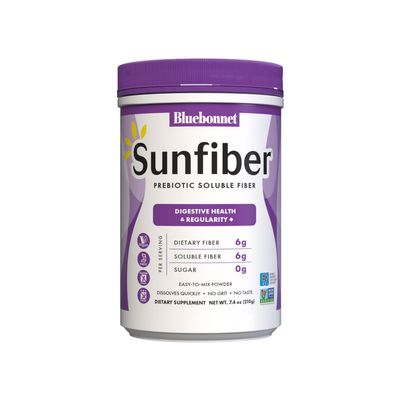 BlueBonnet Nutrition Sunfiber  6 g of Plant Based Prebiotic Soluble Fiber  Supports Digestive Health* - Instant Dissolve  Non-GMO, Vegan, Kosher, Low-FODMAP  Unflavored, 7.4 OZ, 30 Servings