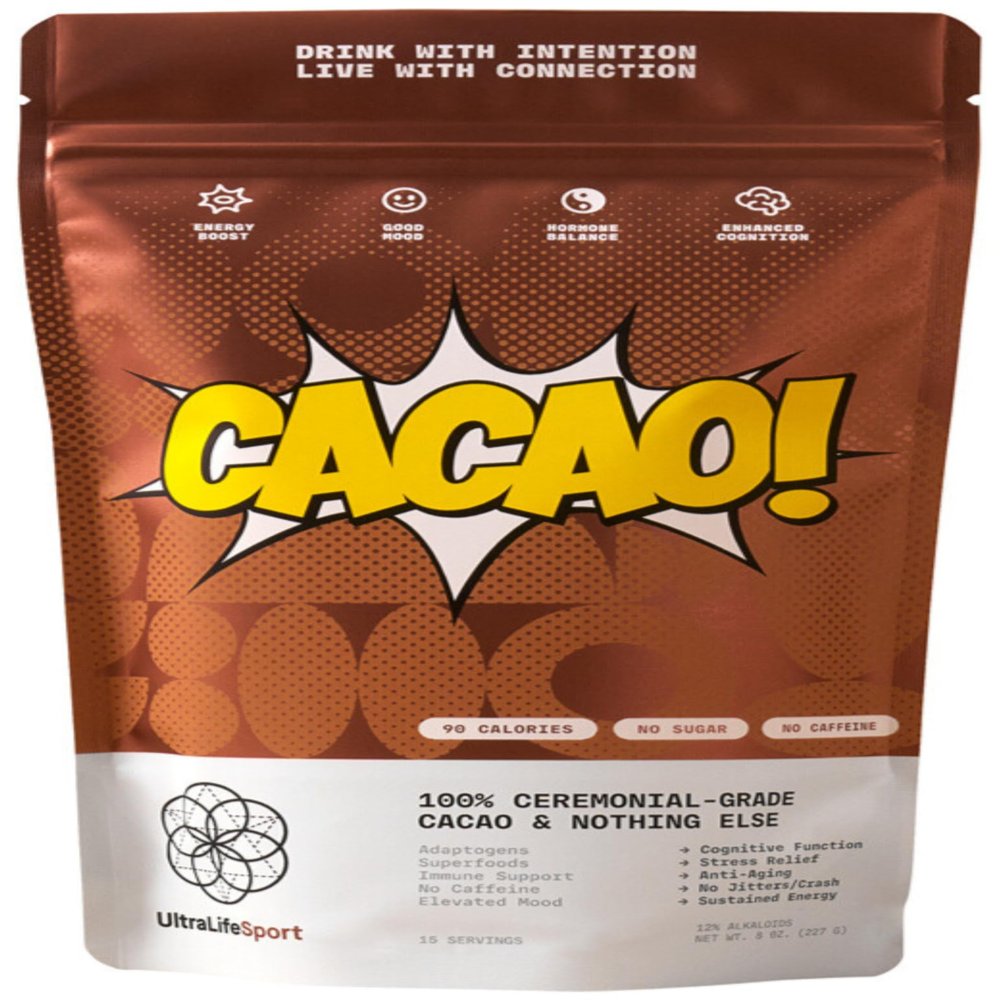 Ultra Life Sport - Ceremonial Cacao Powder - 100% USDA Raw Organic Cacao Powder Superfood - Contains Theobromine with Antioxidants, Iron, Magnesium, and Calcium - A Coffee Substitute - 1/2 lb