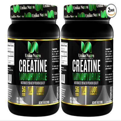 Unike Nutra Micronized Creatine Monohydrate Powder - Halal Kosher Vegan, Keto-Friendly - 10000mg. 2.2 Pounds. Per Serv (5g) - 200 Servings - Unflavored (Pack of 2)
