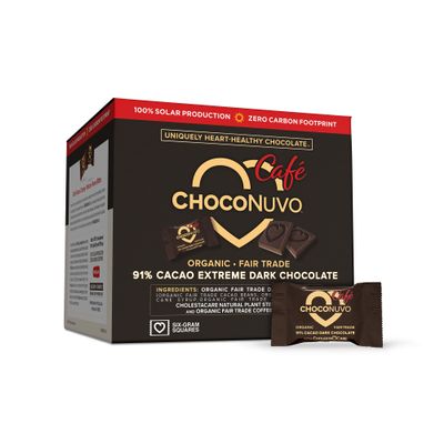 ANDREW LESSMAN ChocoNuvo Caf 91% Cacao 30 Pieces - Organic Fair Trade Coffee-Flavored Dark Chocolate. Beneficial Plant Sterols to Promote Healthy Cholesterol Balance. 25 Calorie Squares, Low Fat