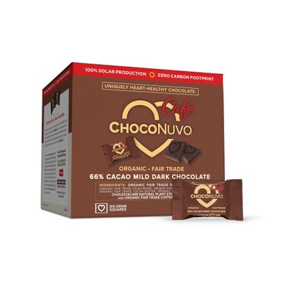 ANDREW LESSMAN ChocoNuvo Caf 66% Cacao 60 Pieces - Organic Fair Trade Coffee-Flavored Dark Chocolate. Beneficial Plant Sterols to Promote Healthy Cholesterol Balance. 25 Calorie Squares, Low Fat