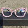 COTIA Cat Eye Reading Glasses Bling Rhinestones Crystal Diamond Eyewear Anti Blue Light Reader (black pink, 1.0) view 3