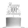 100 Birthday Silver Glitter Cake Topper, Party Decoration Ideas, Premium Quality, Sturdy Doubled Sided Glitter, Acrylic Stick. Made in USA view 1