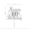 100 Birthday Silver Glitter Cake Topper, Party Decoration Ideas, Premium Quality, Sturdy Doubled Sided Glitter, Acrylic Stick. Made in USA view 3