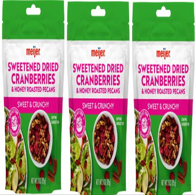 Pack Of 3 Dried Cranberries and Honey Roasted Pecans, 3 oz