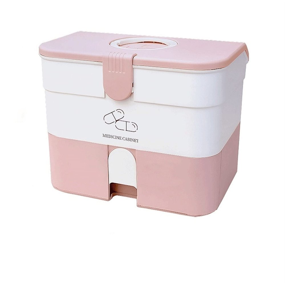 JacCos First aid kit First Aid Bag Medicine Organizer Plastic First Aid Storage Box Home Care Medicine Cabinet Portable Container First aid kit Home (Color : Green) (Pink)