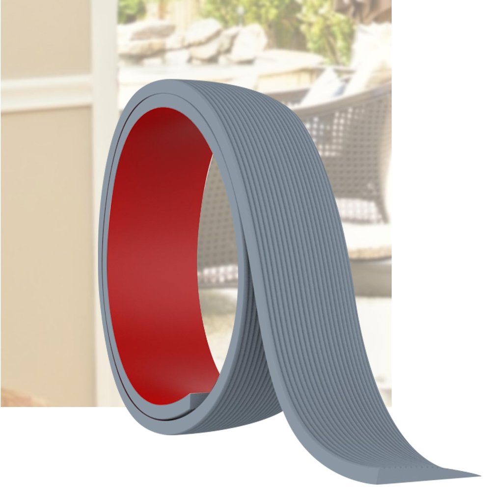 0.4" Rise Threshold Ramp for Doorways, Self-Adhesive Rubber Ramp for Door Threshold, 6.6Ft Long, Ideal for Wheelchair Scooter Doorway Floor Tile Threshold Transition Strip Reducer (Grey, 6.6Ft)