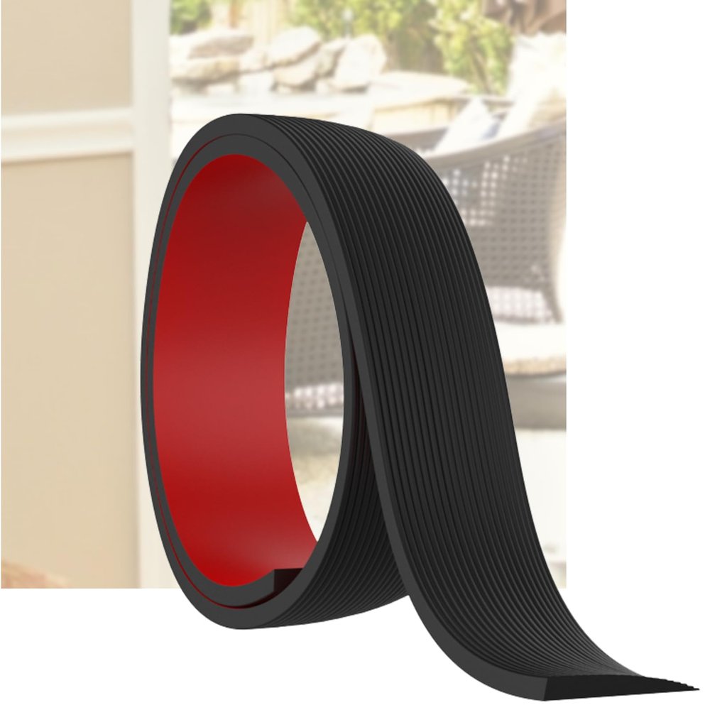 0.4" Rise Threshold Ramp for Doorways, Self-Adhesive Rubber Ramp for Door Threshold, 3.3Ft Long, Ideal for Wheelchair Scooter Doorway Floor Tile Threshold Transition Strip Reducer (Black, 3.3Ft)