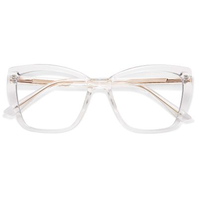 AMOMOMA Trendy TR90 Oversized Blue Light Reading Glasses Women,Stylish Square Cat Eye Glasses AM6031C2 with Clear Frame 1.75 x