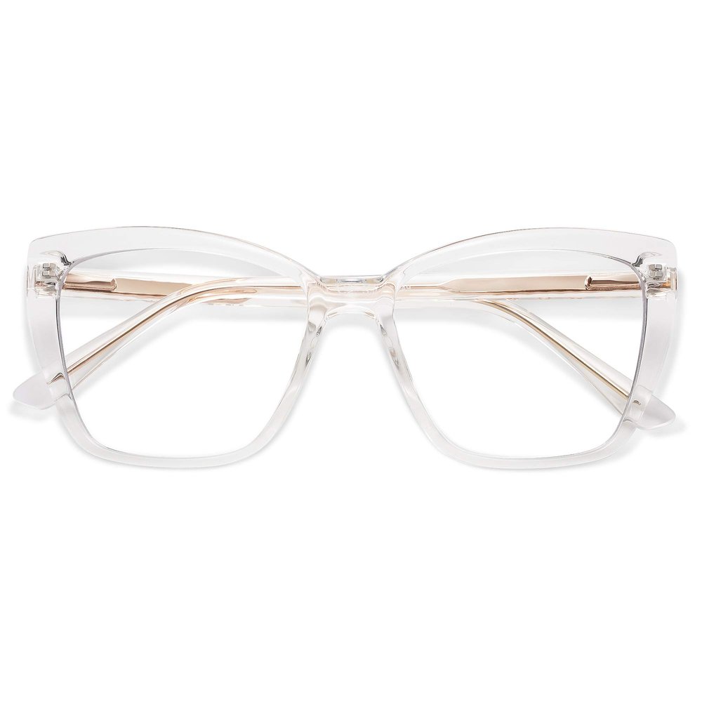 AMOMOMA Trendy TR90 Oversized Blue Light Reading Glasses Women,Stylish Square Cat Eye Glasses AM6031C2 with Clear Frame 1.75 x