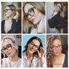AMOMOMA Trendy TR90 Oversized Blue Light Reading Glasses Women,Stylish Square Cat Eye Glasses AM6031C2 with Clear Frame 1.75 x view 2