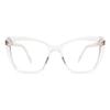 AMOMOMA Trendy TR90 Oversized Blue Light Reading Glasses Women,Stylish Square Cat Eye Glasses AM6031C2 with Clear Frame 1.75 x view 4