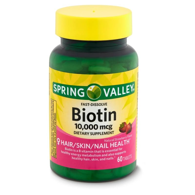 4 TOP CARE Fast-Dissolve Biotin Dietary Supplement, 10,000 mcg, 60 Count