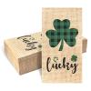 120 Pcs Burlap Printed Irish Shamrock Disposable Bathroom Napkins, St Patricks Day Clover Lucky Guest Towels Hand Towels Paper Guest Napkins for Bathroom Kitchen Camping Cocktail Party 4.3 x 7.8 inch view 1