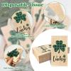 120 Pcs Burlap Printed Irish Shamrock Disposable Bathroom Napkins, St Patricks Day Clover Lucky Guest Towels Hand Towels Paper Guest Napkins for Bathroom Kitchen Camping Cocktail Party 4.3 x 7.8 inch view 3