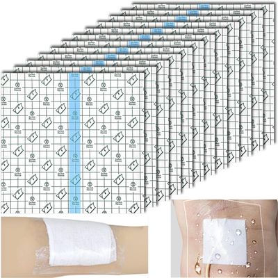 25PCS Waterproof Dialysis Catheter Shower Cover (7.8"x7.8"), Adhesive PICC Line Shower Cover, Stretchable Wound Cover for Showering & Tattoo Cover for Swimming,Shower Shield to Keep Protected Area Dry