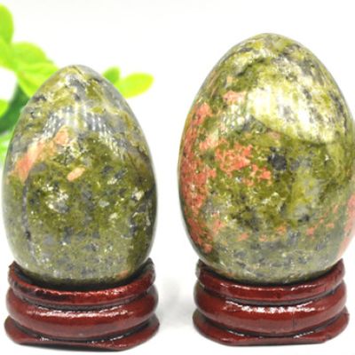 YEAHSO Crystals andStones Natural Crystal Stone Egg Shape Polished Stone ChakrasHome Ornament Decor Inspirational Craft Gifts Natural Stones Household (Color : Unakite, Size : 30X40mm)