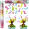 JarThenaAMCS Easter Cellophane Wrap Roll 100ft x 32 In 2.5Mil Colorful Eggs Bunny Cellophane Paper Crystal Clear Rabbit Cello Wrapping Paper for Spring Holiday Treats Gifts Basket Party Favor view 1