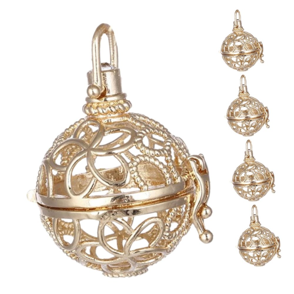 GLEAVI 5pcs Aromatherapy Essential Oil Diffuser Pendant Elegant Hollow Locket Necklace Gold for Unique Style and Versatile Use Essential Oils and Fragrances