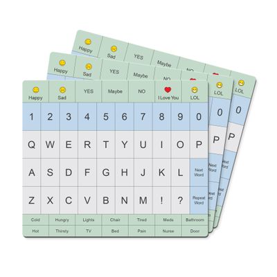 Adult Communication Board - Non-Slip, Portable Letter Chart for Non-Verbal, Stroke Recovery, Effective Visual Aids for Non-Speaking Patients, Pain Scale, QWERTY or ABC (QWERTY - 3 Pack)