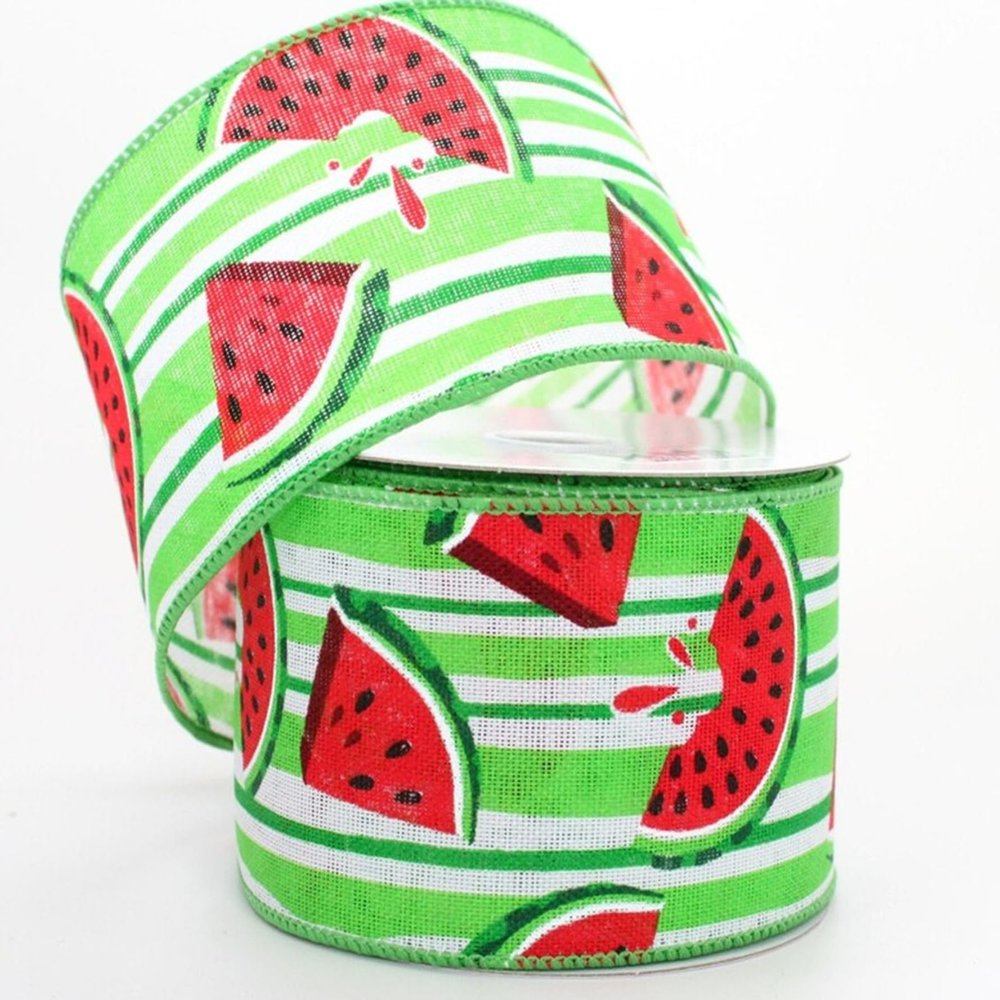 10 Yards Watermelon Wired Ribbon, Spring Ribbon, Watermelon Ribbon, Wired Ribbon, 2.5" Wide Ribbon, Ribbon for Wreaths