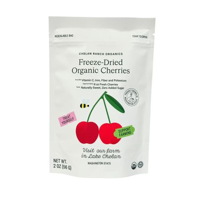 Chelan Ranch Organics Freeze-Dried Organic Cherries, Non-GMO & Vegan, 2 Ounce Bag (6-Pack)