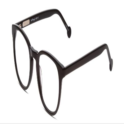 Calabria Ernest 4865 Cat-Eye Blue Light Blocking Reading Glasses +0.00 Gloss Black/Rounded Tips Men Women