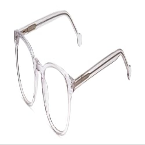 Calabria Ernest 4865 Cat-Eye Blue Light Blocking Reading Glasses +0.00 Clear Crystal Silver Glitter/Rounded Tips Men Women