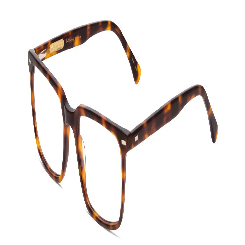 Calabria Ernest 4866 Cat-Eye Blue Light Blocking Reading Glasses +3.00 Brown Amber Tortoise/Silver Accent Men Women