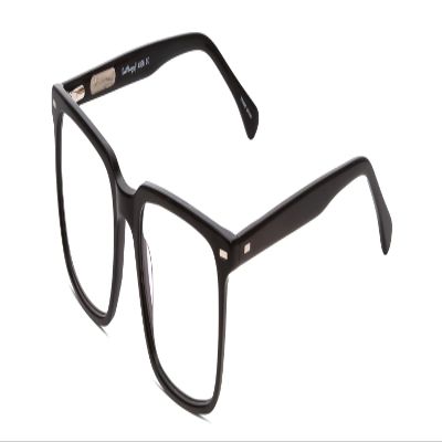 Calabria Ernest 4866 Cat-Eye Blue Light Blocking Reading Glasses +1.00 Gloss Black/Silver Accents Men Women