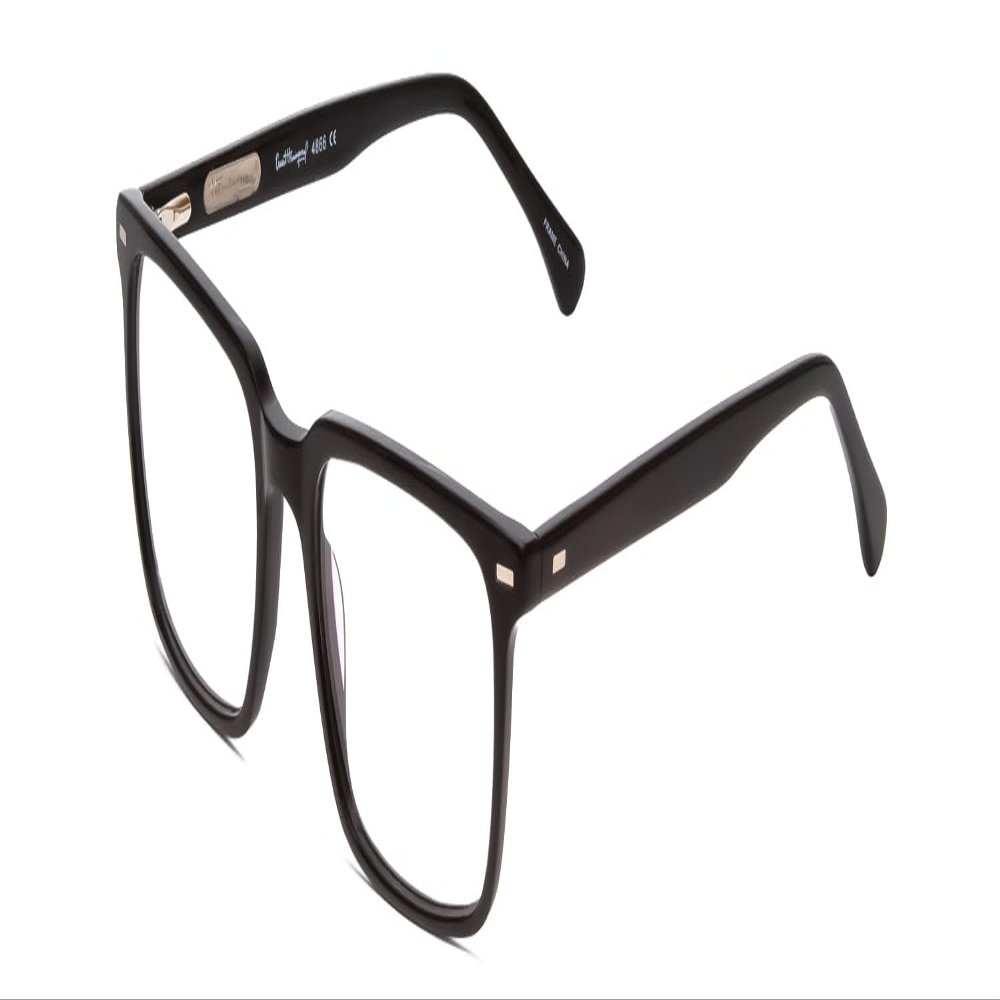 Calabria Ernest 4866 Cat-Eye Blue Light Blocking Reading Glasses +1.00 Gloss Black/Silver Accents Men Women