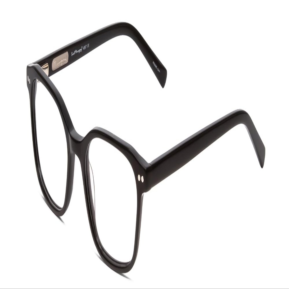 Calabria Ernest 4867 Cat-Eye Reading Glasses +0.00 Gloss Black/Silver Accents Men Women